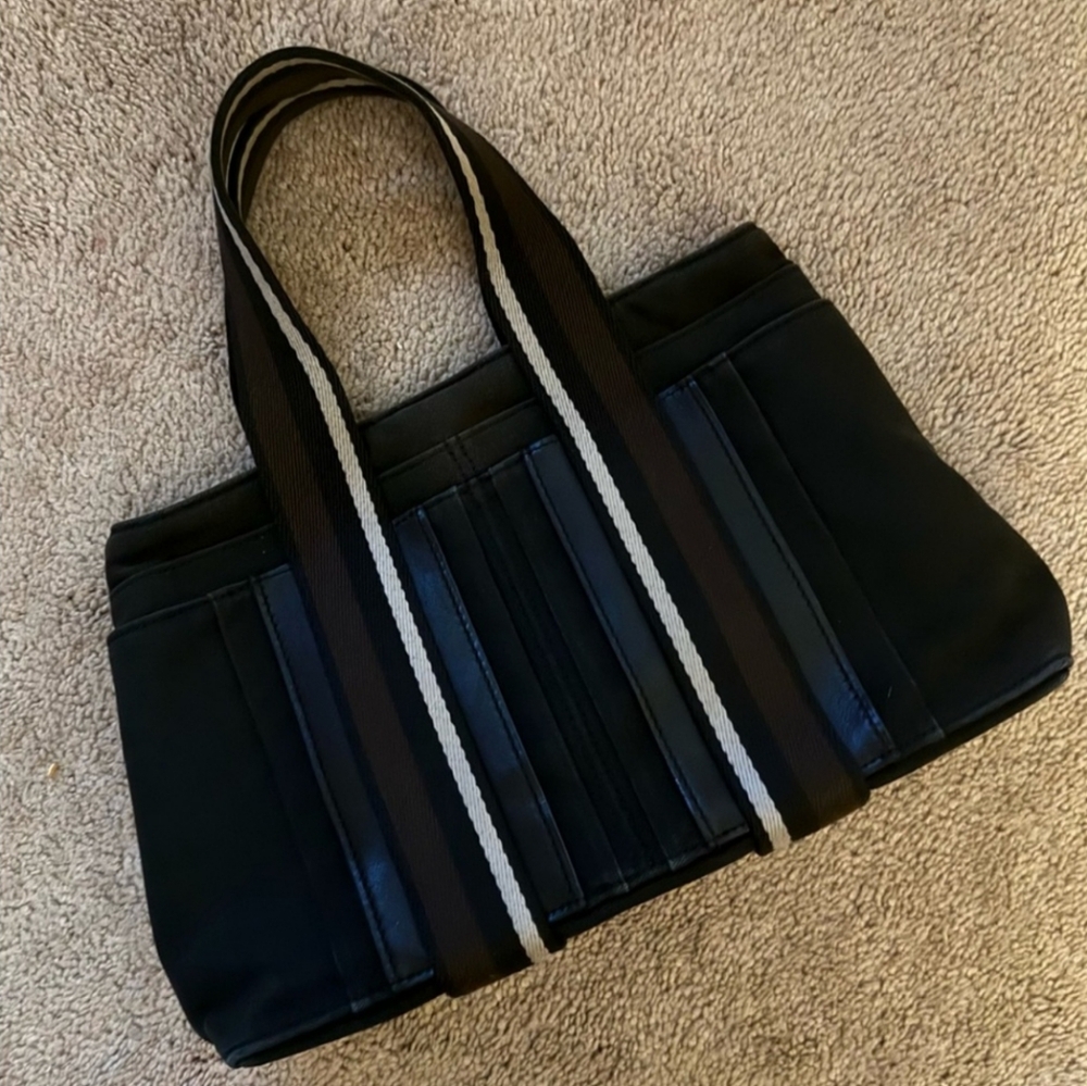 Hermès AUTHENTIC Black Toile Horizontal Sac Troca PM Canvas Tote Bag.